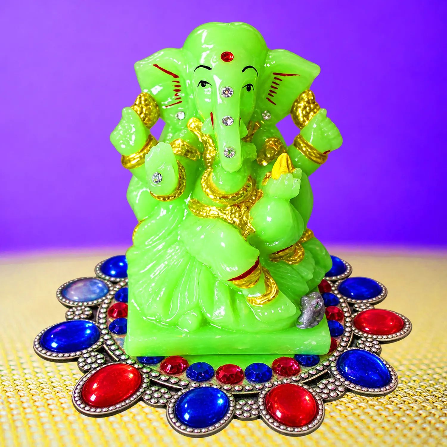 Shanta - Green Ganapati Idol - Image 3