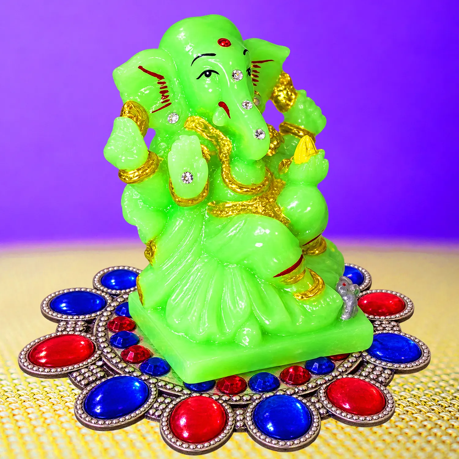 Shanta - Green Ganapati Idol - Image 2